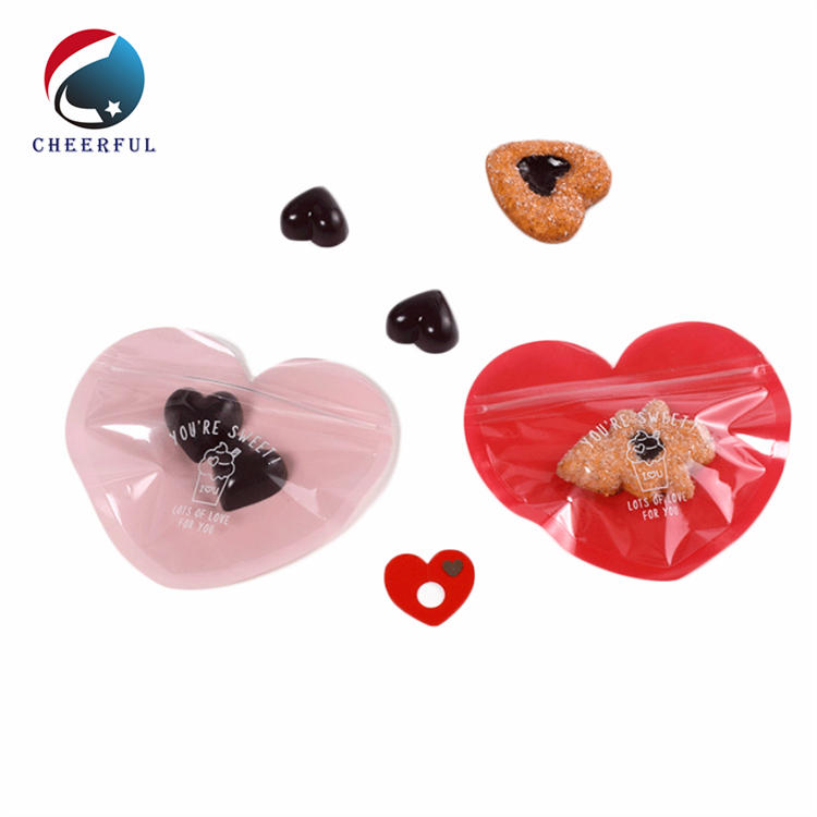 Custom Heart Shaped Cookies Bags Edible Packaging Gummy Bear Bags